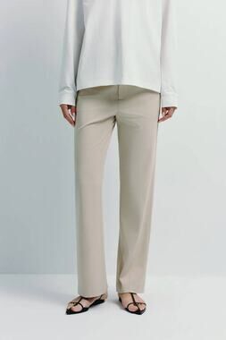 Straight Leg Women's Pants in Light Beige